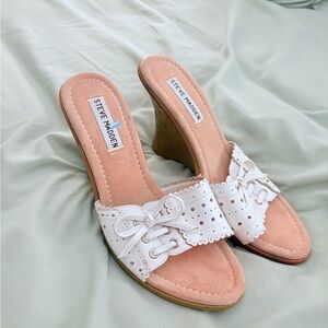 Steve Madden White Wedge Sandals